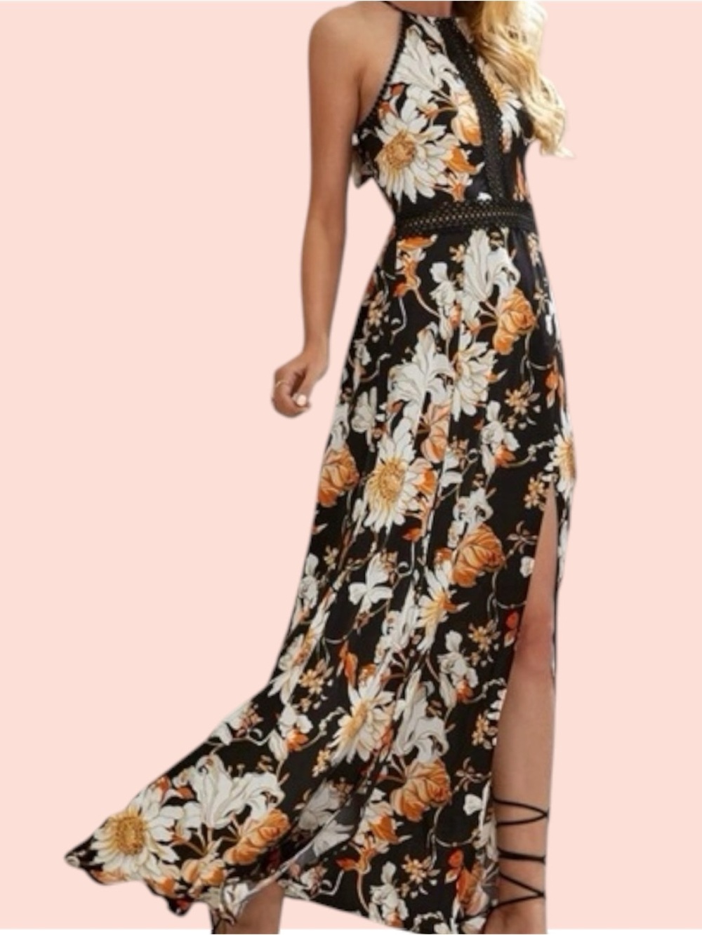 Floral Halter Maxi Dress